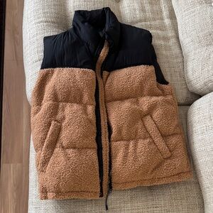 Wild Fable Black and Brown Teddy Vest